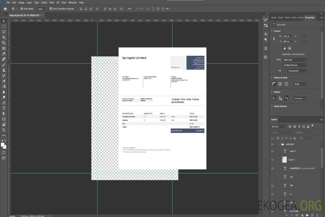 Facture USA Springeld Limited template